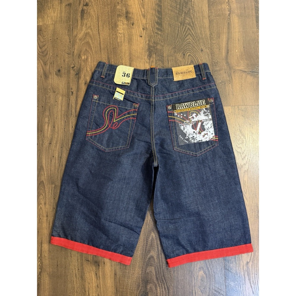 Raw Blue Jeans Men's Size 36 Denim Blue Jean Shorts Baggy Rap Y2K Vintage NWT